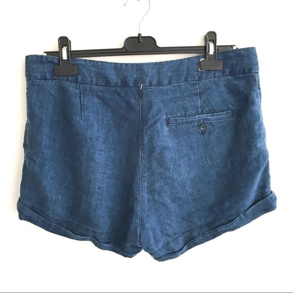 ARITZIA Wilfred Linen Shorts Tie Waist Allegra Blue 4 - Picture 2 of 3